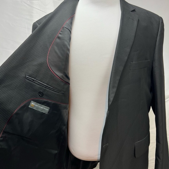 Men's Blair Underwood Black Tonal Stripe 2-Button 50R Blazer 46x27 Pants Suit - Picture 6 of 10